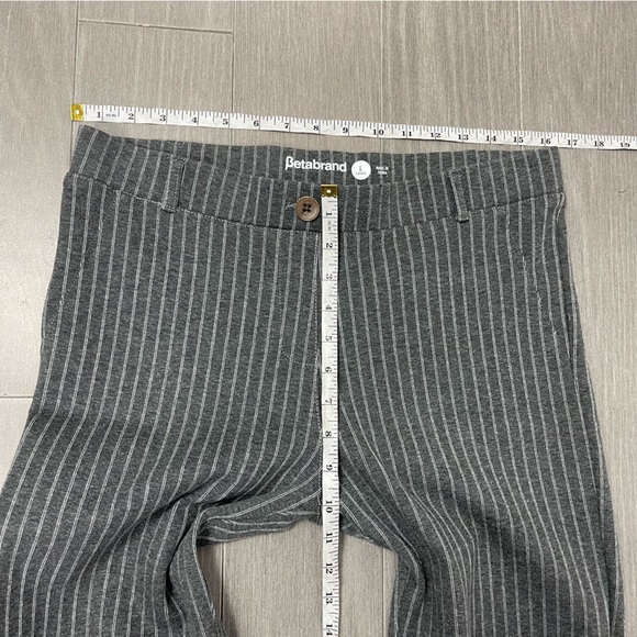 BETABRAND Straight Leg Classic Dress Work Pant Yoga Pant Gray Pinstripe L Long - Picture 15 of 16
